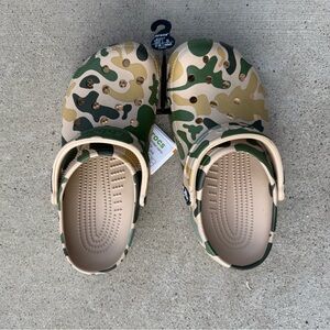 CROCS Duck Camo Shoes - Green and Tan
